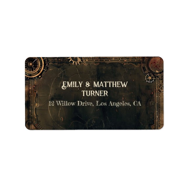 Etiqueta Steampunk Noir Affair Boda (Frente)