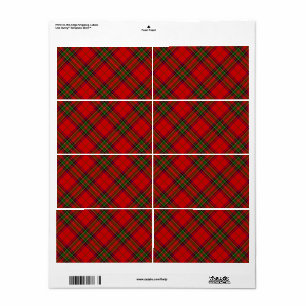 Etiqueta Stewart / Stuart tartan rojo platillo verde