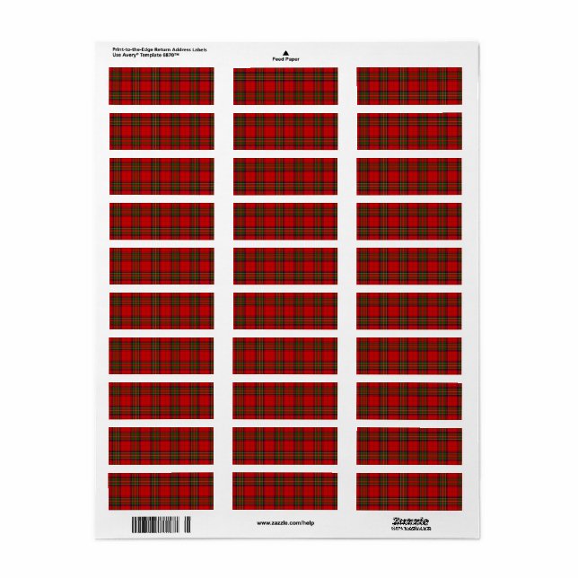 Etiqueta Stewart / Stuart tartan rojo platillo verde (Hoja Entera)