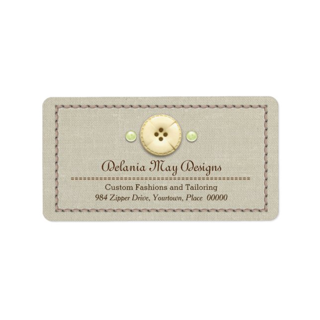 Etiqueta Stitching y botones adaptando Seamstress (Frente)