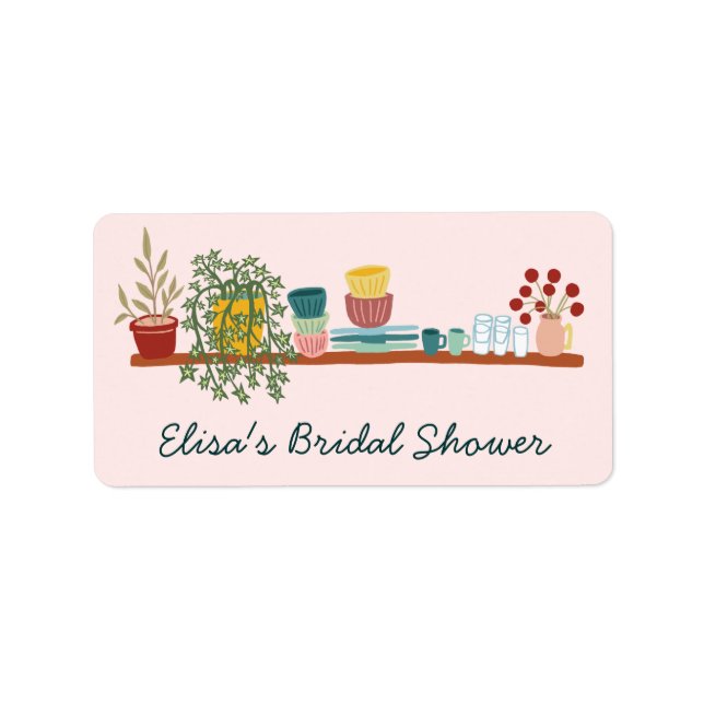 Etiqueta STOCK THE KITCHEN Bridal Shower CUSTOM Cute (Frente)