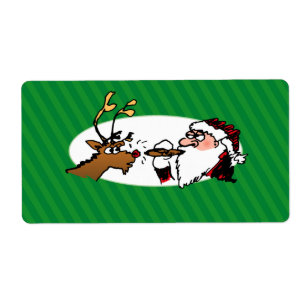 Etiqueta Stogie Smoking Santa Funny Green Stripe Navidades