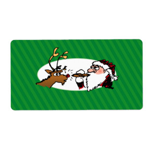 Etiqueta Stogie Smoking Santa Funny Green Stripe Navidades