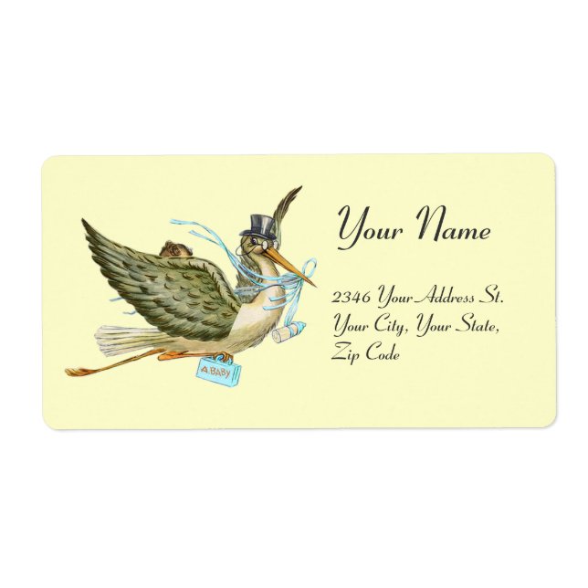 Etiqueta STORK BOY BABY SHOWER , Blue White (Frente)