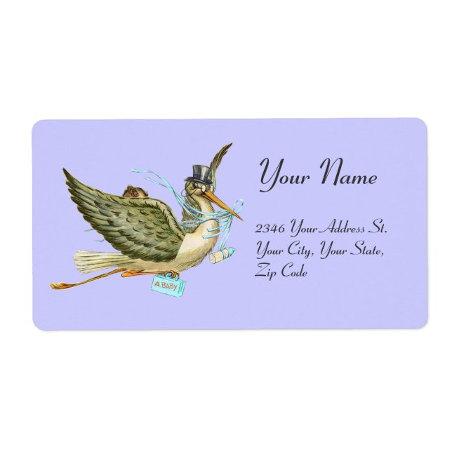 Etiqueta STORK BOY BABY SHOWER , Blue White (Frente)