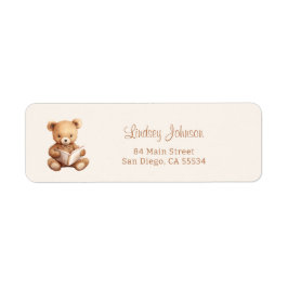 Etiqueta Storybook Teddy Bear Baby Shower Return Address