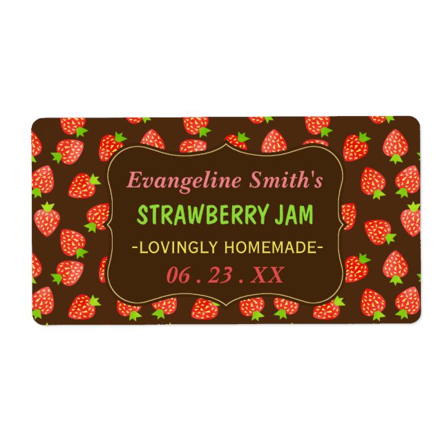 Etiqueta Strawberry Jam Jar Bonito Personalizado Strawberri (Frente)