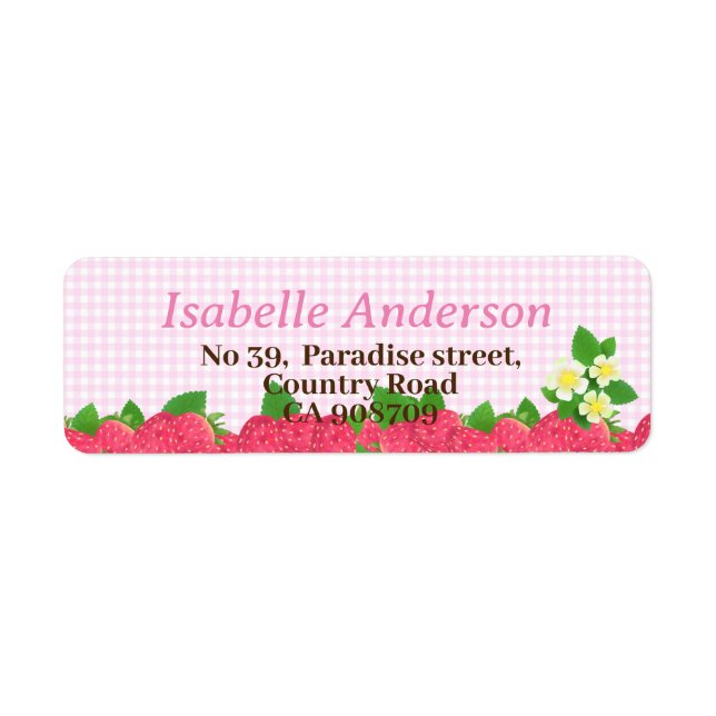 Etiqueta Strawberry Pink Gingham (Frente)