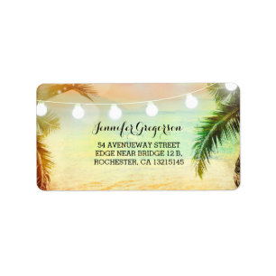 Etiqueta String Lights Sunset Beach Wedding