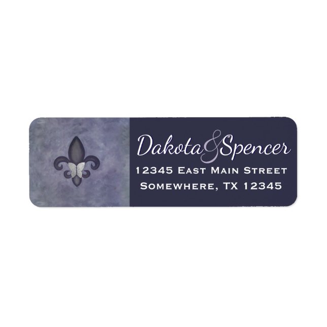 Etiqueta Stubborn Purple Fleur de Lis Silver Butfly (Frente)
