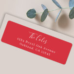 Etiqueta Stylish Christmas | Bright Red Return Address<br><div class="desc">A stylish modern holiday return address label with a handwritten script font for your family name in white with a bright red feature color in a 'scandi' scandinavian design style. The name and address can be easily customized for a personal touch. A classic traditional and minimalist design to stand out...</div>