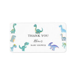 Etiqueta Stylish Dinosaur Baby Shower White