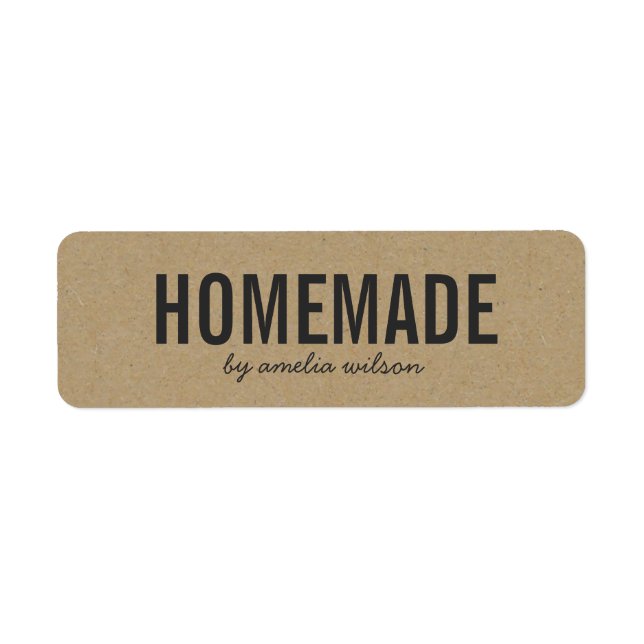 Etiqueta Stylish Rustic Bold Homemade Faux Kraft (Frente)