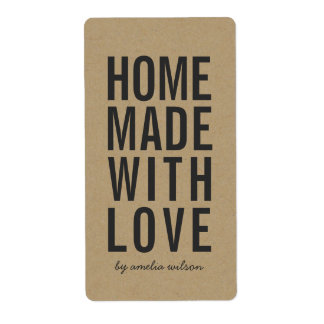 Etiqueta Stylish Rustic Bold Homemade with Love Faux Kraft