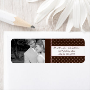 Etiqueta Su Boda de fotos Deep Brown & Pink Dots