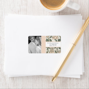 Etiqueta Su Boda fotográfico Vintage Silver Peony y Green