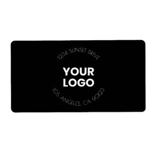 Etiqueta Su logotipo comercial y texto Personalizado Negr