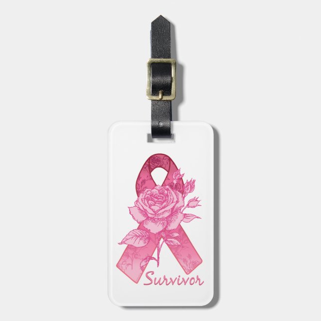 Etiqueta subió superviviente rosado del equipaje (Frente Vertical)