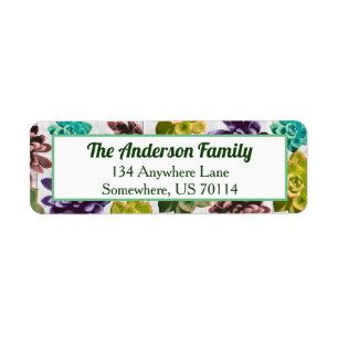 Etiqueta Suculentos coloridos y Plantas de madera blanca