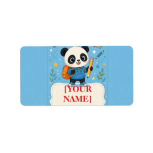 Etiqueta Suministros Cute Panda para el Regreso a Clases