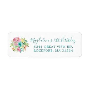 Etiqueta Summer Floral 70th Birthday Return Address