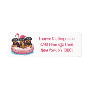 Etiqueta Summer Rottweiler Perros Flamingo Pool Tube