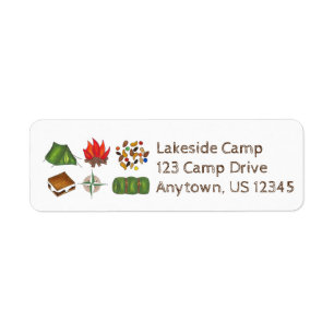 Etiqueta Summer Sleepaway Camp Tent Campfire Compass S.more