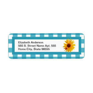 Etiqueta Summer Sunflower Gingham Con Nombre