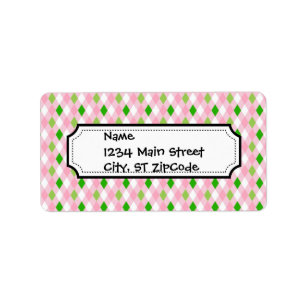 Etiqueta Summertime Fun Pink Lime Green White Argyle