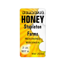 Sunburst and Clouds Honey Jar Labels