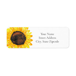 Etiqueta Sunflower acuarela pintada a mano