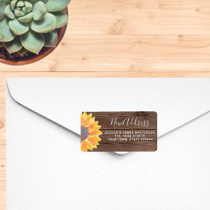 Etiqueta Sunflower Barn Wood Nueva dirección de retorno a c