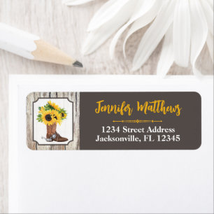 Etiqueta Sunflower, Cowboy Boot Bridal Shower Address