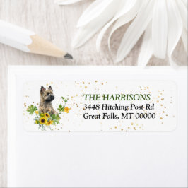 Etiqueta Sunflower Eucalyptus Cairn Terrier Return Address