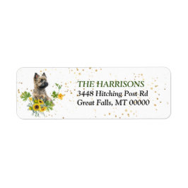 Etiqueta Sunflower Eucalyptus Cairn Terrier Return Address