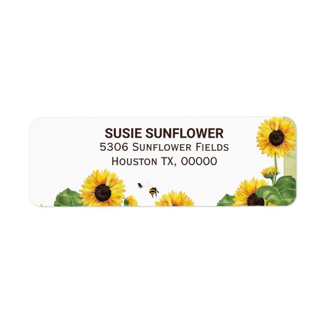 Etiqueta Sunflower Floral Bee Garden (Frente)