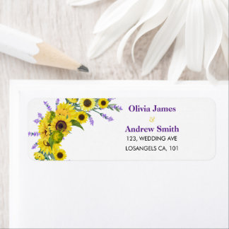 Etiqueta Sunflower & Lavender Wedding Return Address 