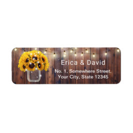 Etiqueta Sunflower Mason Jar String ilumina a un Boda ruso