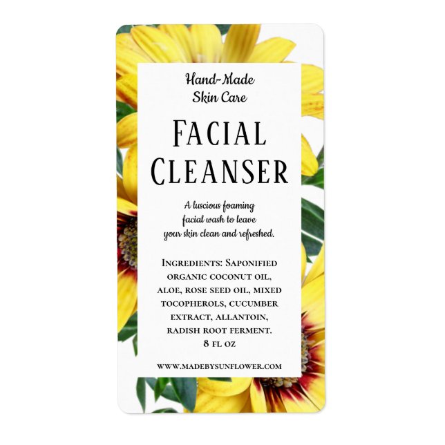 Etiqueta Sunflower Product Ingredient Sticker Label (Frente)