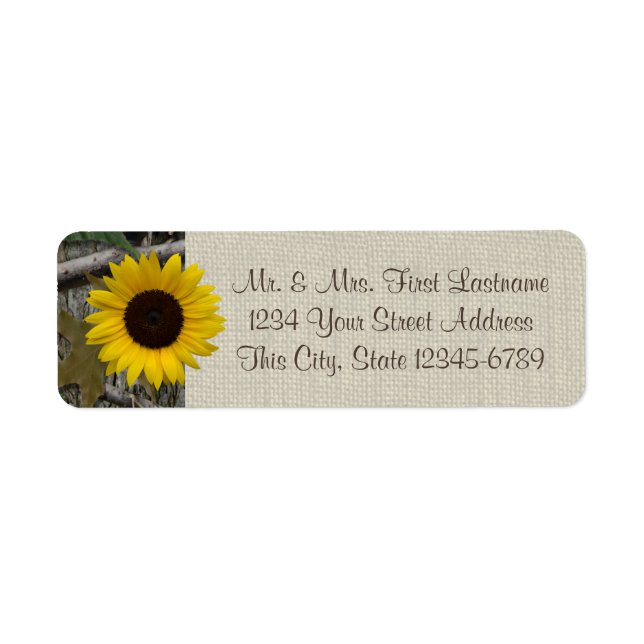 Etiqueta Sunflower y Burlap de Woodland (Frente)