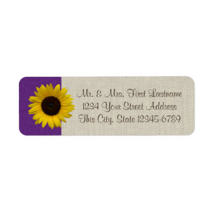 Etiqueta Sunflower y Burlap Purple