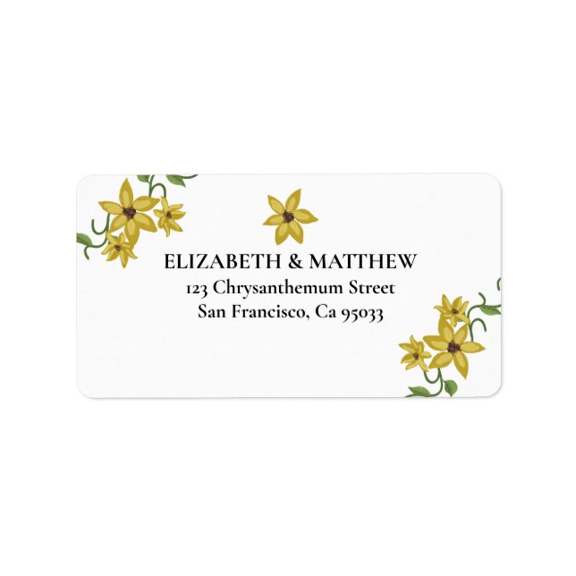 Etiqueta Sunflower Yellow Floral Botanical Hand drawn Oil (Frente)