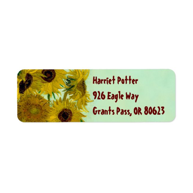 Etiqueta Sunflowers en un Bella Artes Vase Van Gogh (Frente)