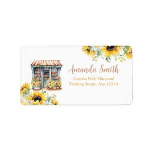 Etiqueta Sunflowers Off The Market Bridal Shower Address