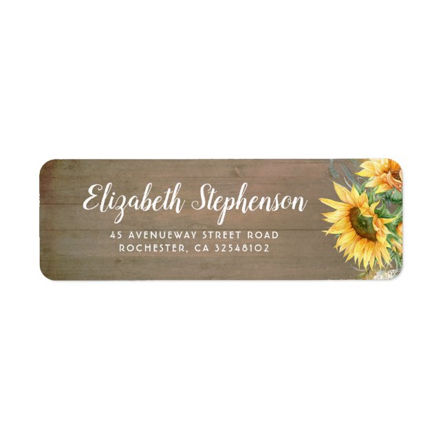 Etiqueta Sunflowers Rustic Country Fall Wedding (Frente)