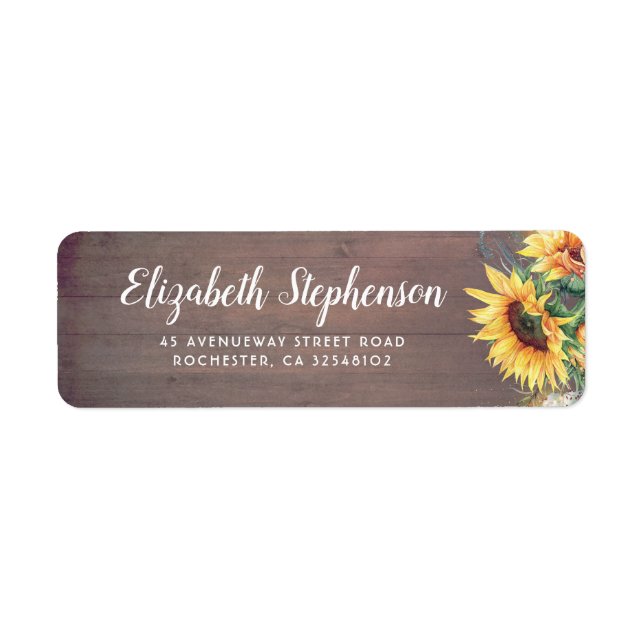 Etiqueta Sunflowers Rustic Country Fall Wedding (Frente)