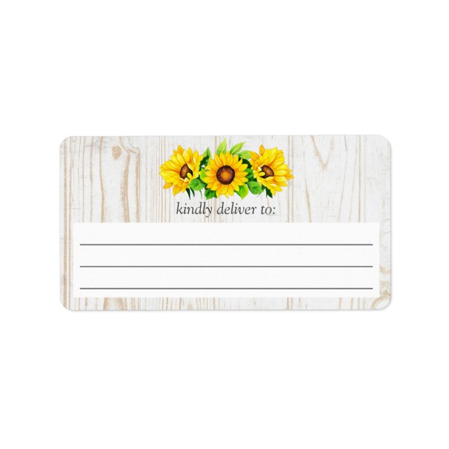 Etiqueta Sunflowers & Rustic Wood Country Large Write-On (Frente)