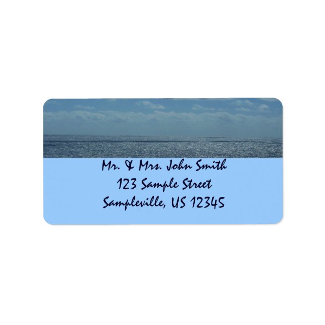 Etiqueta Sunny Caribbean Sea Blue Ocean (Frente)