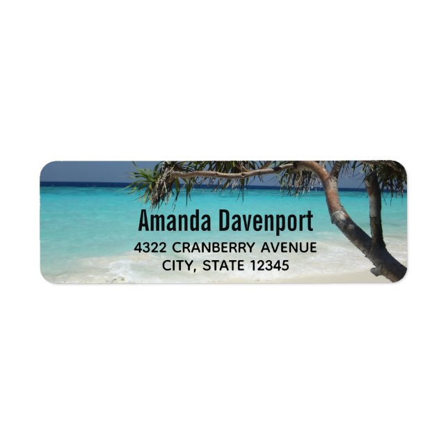 Etiqueta Sunny Tropical Beach Ocean Paradise (Frente)