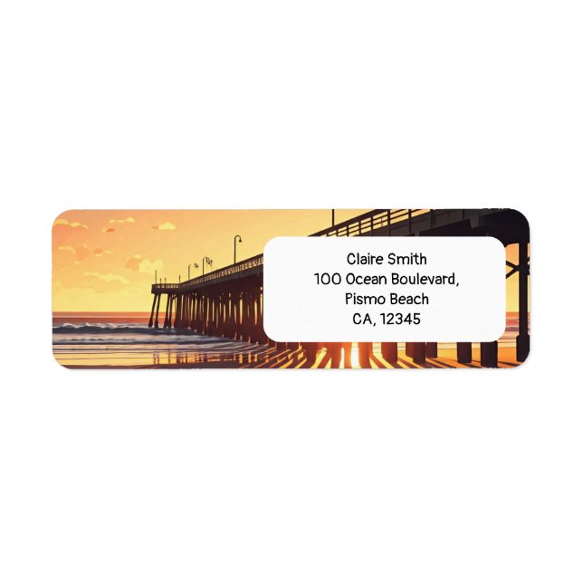 Etiqueta Sunset Pier Pismo Beach Pier California (Frente)